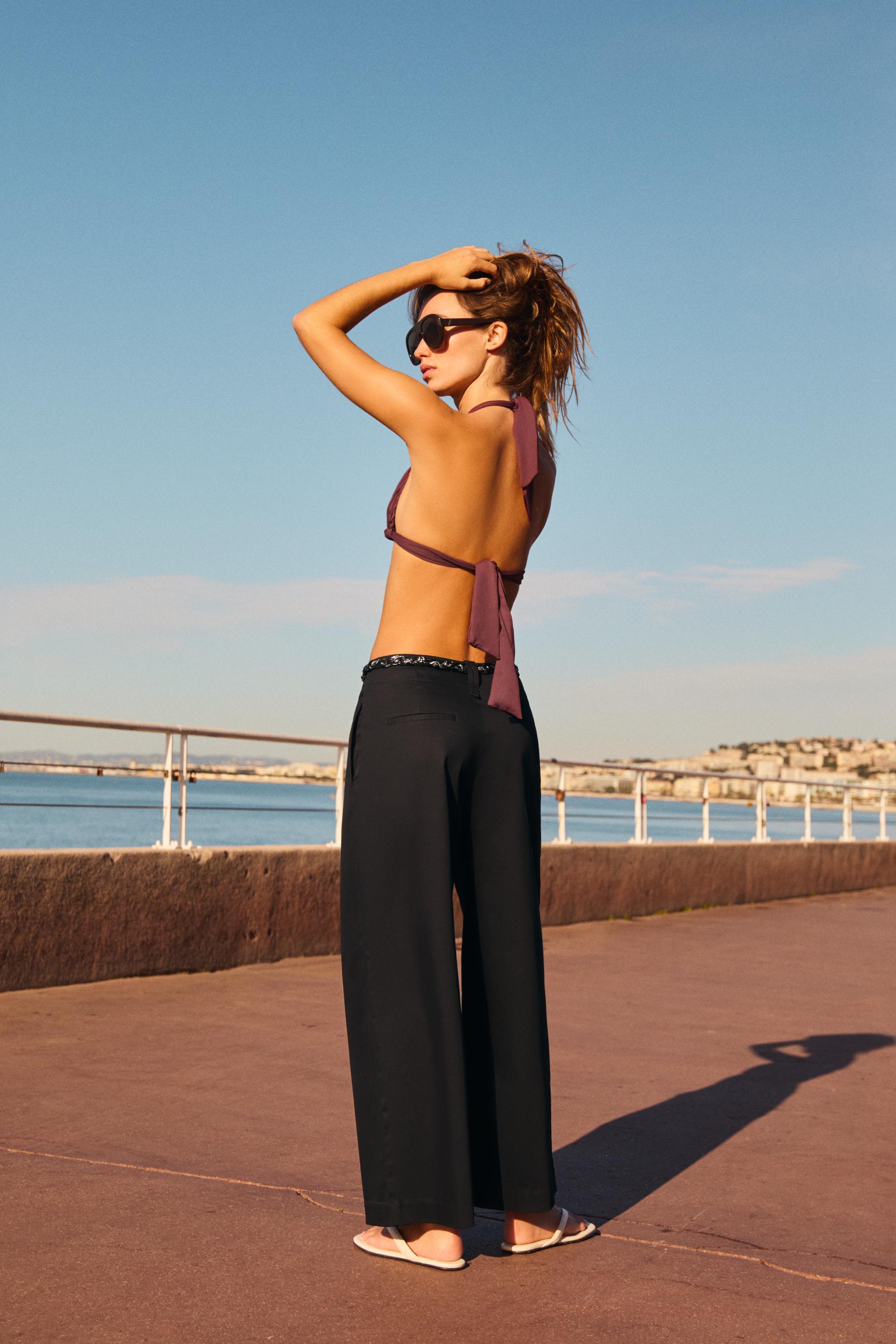 POPLIN PANTS WITH SCARF BELT